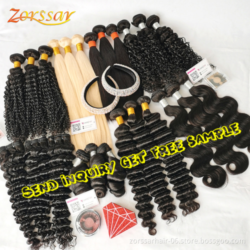 Free sample raw indian hair bundles with lace closure raw indian remy hair wholesale cuticle aligned virgin human hair vendors